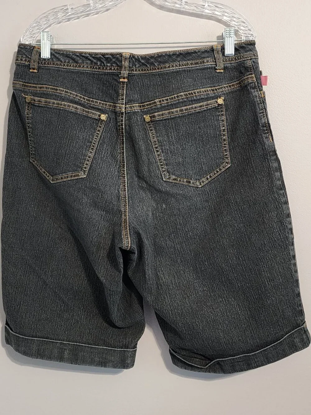 2/$30 Woman Within Modern Fit Dark Wash Blue Jean Shorts Size 14W - Picture 6 of 9